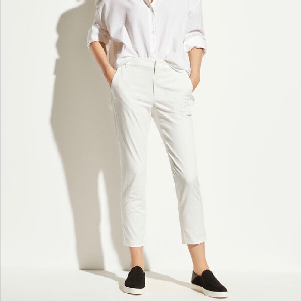 Vince Coin Pocket Chino in White. Size 2